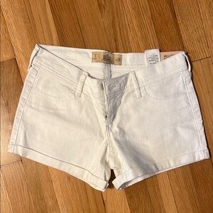 Hollister White Jean Shorts Cuffed Hem